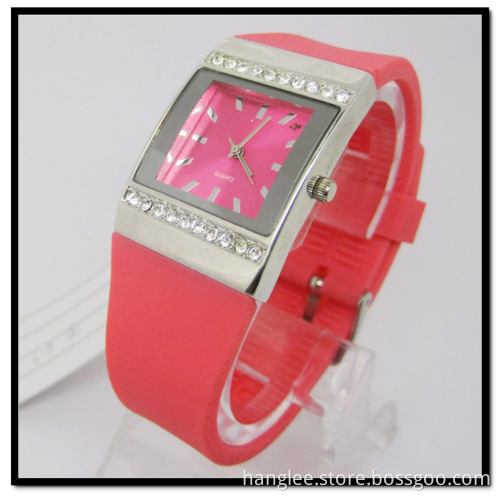 Sapphire Watch Swiss Quartz Silicone Band Crystal Arround Watch (HL-83)
